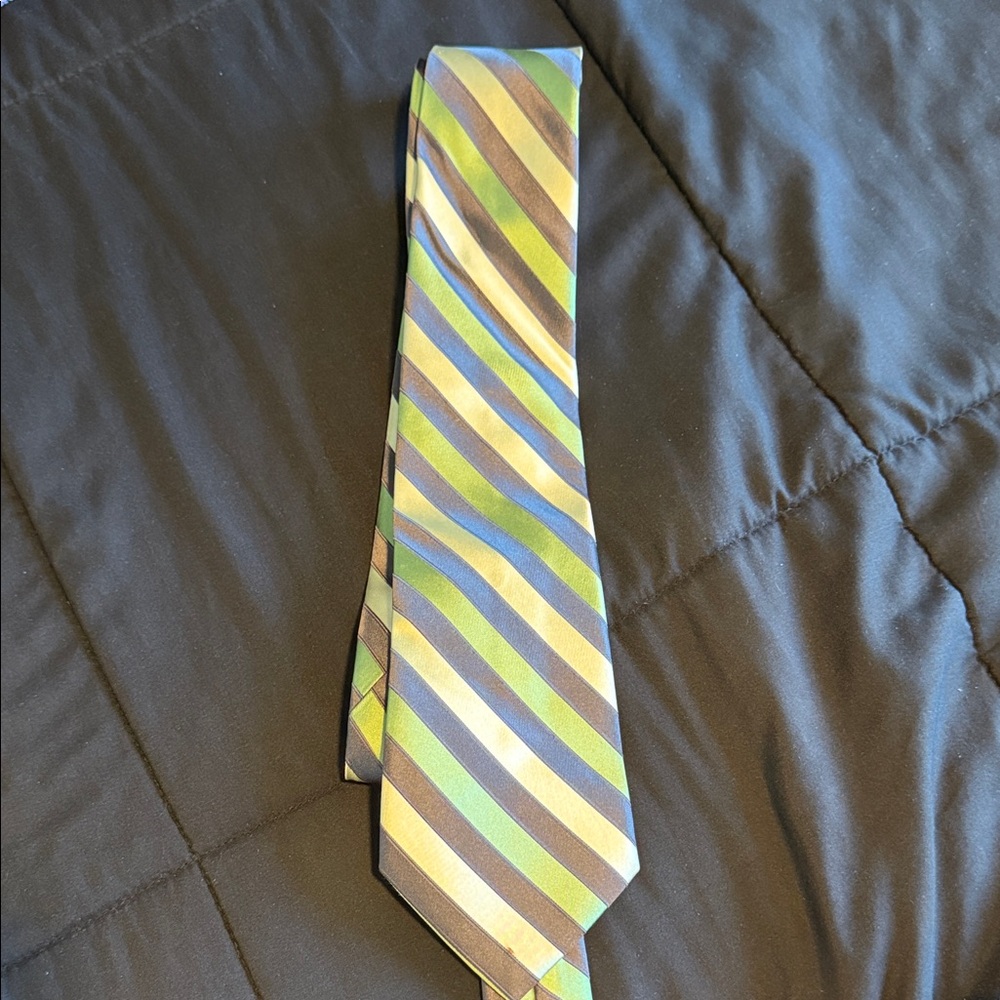 Express Green and black Striped Tie
